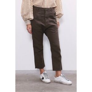 Nili Lotan Size 0 Luna Cotton Linen Blend Drop Crotch Baggy Trouser Pants Mocha